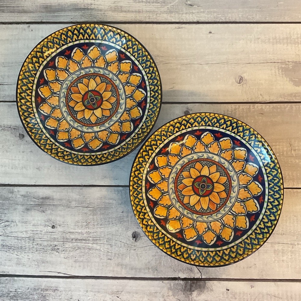 Williams Sonoma Sicily Pasta Bowls 8.5" Set Of 2 Blue Yellow Ceramic Italy #3
